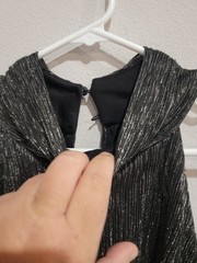 Glamour Black Silver Metallic Halter Maxi Dress 18W Plus NWT Plisse Pleat Party