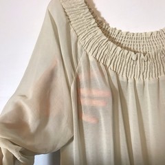 Vintage Y2K Sheer Gypsy Coquette Flowy Smocked Bodice Asymmetrical Off White XL