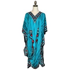 Goddess by Winlar Elegant African Kaftan Teal Red One Size FLAW