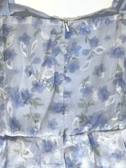 Dazy Floral Flower Print Sheer Lined Sleeveless Bow Midi Sundress Party Dress L