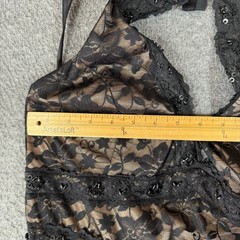 NWT Y2K AGB Halter Dress Womens 16 Pleated Lace Blake Nude