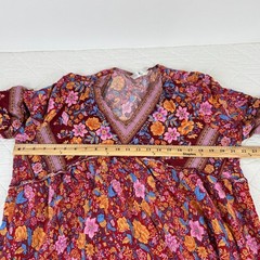 Agnes Orinda Plus Size 1X Boho V Neck 3/4 Sleeve Floral Print Tiered Midi Dress