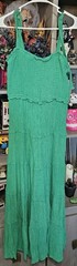 YFVE Women’s Green Maxi Dress L Sleeveless Square Neck Smocked Tiered Ruffle
