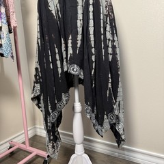 Smocked Spaghetti Strap Black Grey Tie-Dye Fairy Y2K Whimsigoth Summer Dress