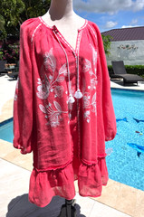TOMMY BAHAMA PINK EMBROIDERY NEW LINED SIZE XL WOMEN DRESS D604