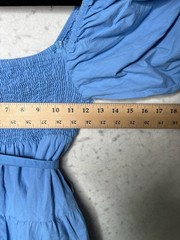 Sim & Sam Dress Womens Medium Blue Puff Sleeve Smocked Tiered Cotton Sundress
