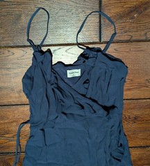 Aritzia Sunday’s Best Countess Wrap Dress Mini Ink Navy Ruffle V Neck Sz XS NWT