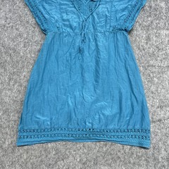 HD in Paris Dress Womens 4 Blue Crochet Boho Tunic Mini Peasant Festival Top