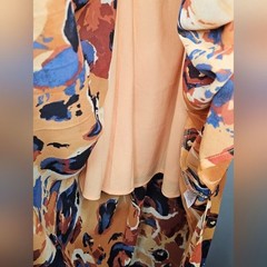 WORTHINGTON Multicolor High Neck Chiffon Pleated Midi Dress. Size:XL NWT