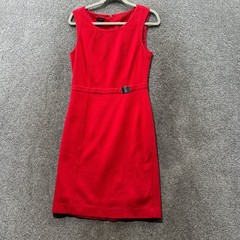 Talbots Red Textured Sleeveless Sheath Dress Size 6 Cotton Blend Career Office
