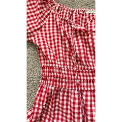 Speed Limit Red Gingham Off Shoulder Tiered Mini Dress Womens XL Puff Sleeve
