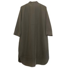 HILTON HOLLIS Shift Dress Women Size L Relaxed 3/4 Slve Shirttail Designer Green