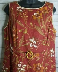 Positive Attitude Sleeveless Knee Lenght Dress Sz 14 Petite Linen Blend Floral