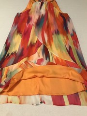 Bisou Bisou Flowing Chiffon Tulip Dress Sz 6 Bright Summer Colorful Go Go Fun