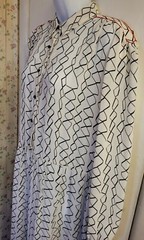 Gloria Vanderbilt White/Black/Red Long Sleeve, Button-Down, Shirt Dress; Size 14