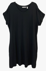 Isaac Mizrahi Swing Dress Black Sz 2X Tulip Short Sleeve A396925 Women WE14