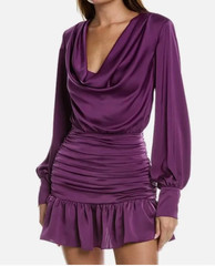 $495 RAMY BROOK Camilla Cowl Neck Mini Dress – Purple – Size 0