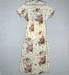 ZARA Cream Sheer Romantic Whimsy Maxi Dress Sz M Boho Chic Chiffon Bird Flower