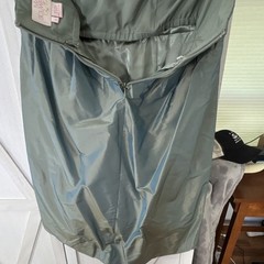 Marc Bouwer Glamit! Green/Gray Solid Silk Satin A-Line Strapless Zip 10
