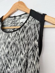Sandro Paris Black White Ikat Abstract Print Structured Shift Dress Size 1 Small
