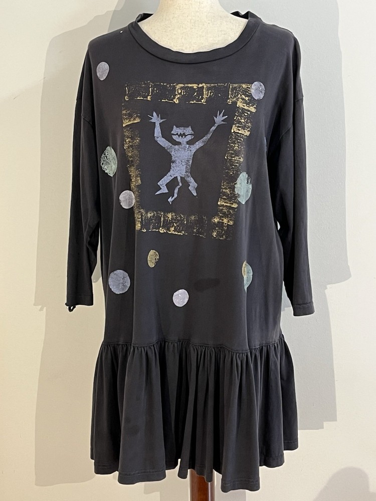 Monster & Moons Dress Avant Garde Art to Wear Stamp Paint Halloween READ