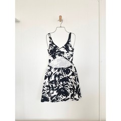 Abercrombie & Fitch Black White Abstract Scoop Neck Cross Back Mini Dress XS EUC