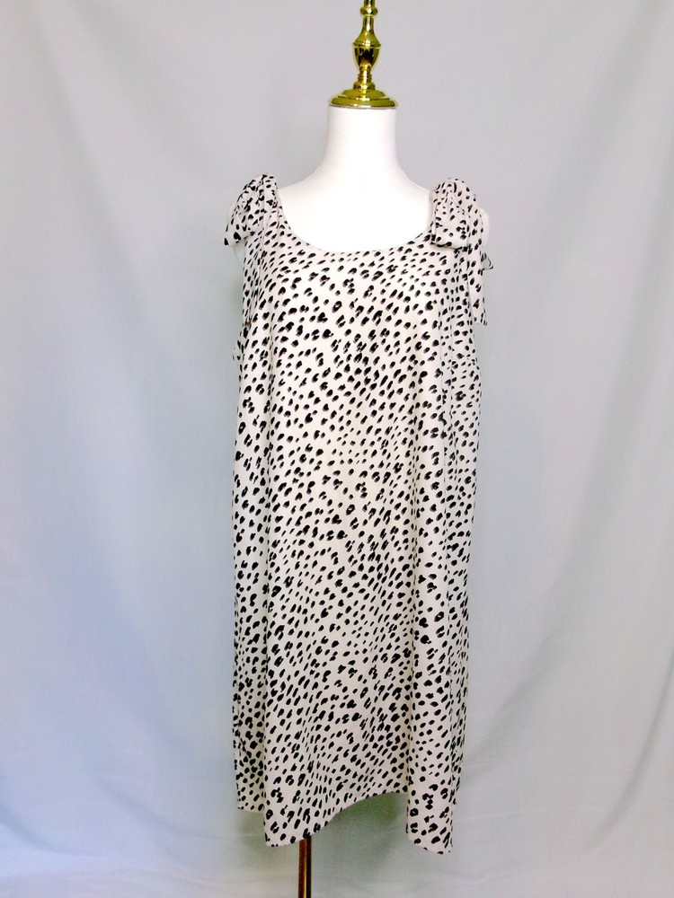 Andree by Unit Leopard Print Tie Strap Midi Dress Large Beige Black