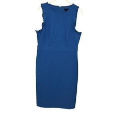 Ann Taylor Dress Womens 6 Sleeveless Ruffle Sheath Pleated Trim Career Office