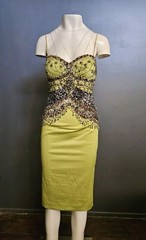 💥STUNNING MANDALAY Y2K Evening COCKTAIL DRESS Embellished LIME GREEN 6