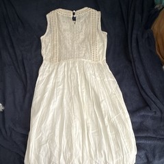 ZARA White Lace Crochet A-Line Long Dress Sleeveless Round Neck Size S