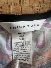 Trina Turk Black Multicolor Paisley Short Sleeve Mini Dress UK 8