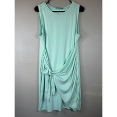 Lillusory Mint Green Sleeveless Side Tie Knot Ruched Knit Dress XL