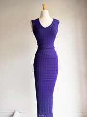 Torn by Ronny Kobo Purple Pointelle Knit Bodycon Midi Dress XS