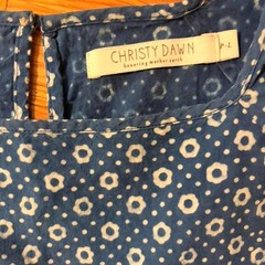 Christy Dawn Blue Floral Tiered Maxi Dress Petite Large Rare 100% Cotton