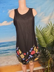 Nwt Cupshe Women&rsquo;s Black Sleeveless Floral Embroidered Hem Mini Dress Large