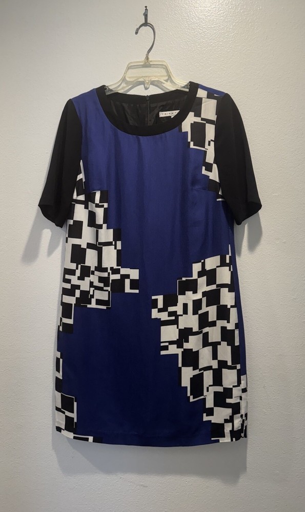 Trina Turk Size 6 Geometric Print Avery Shift Dress Art Deco Artsy Modern City