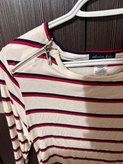 Olivia Blu Striped Ruched Bodycon Dress with Shoulder Zippers Size S