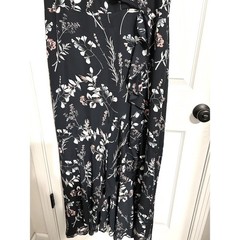Banana Republic Black Floral Ruffle Wrap Maxi Dress Sleeveless Plus Size 20
