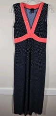 Enfocus Studio Size 8 Maxi Dress Sleeveless Navy Blue With White Polka Dots
