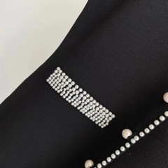 Sandro Color contrast Round neck Pearl edge sleeveless Slim-fit Knit Dress