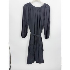 And Andrea Boho Tassel Midi Dress Womens XXS-S Black Embroidered Balloon Sleeve
