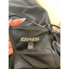 Express Womens Black Halter Mini Dress Strappy Cutout Back Asymmetrical Hem Sz 2