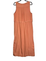 Banana Republic Utility Sunkissed Pink Maxi Dress Womens 14 Side Slits Lagenlook