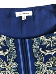 Max Studio Sleeveless Swing Paisley Tank Dress Womens Size Small Blue Green Tan