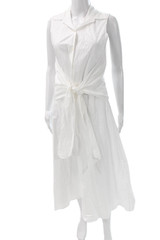 Zara Women Shirt Dress White Collared Sleeveless Cotton Long Button Size XS