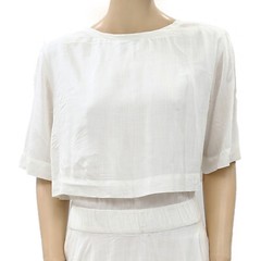 IRO Finley Ruffle Ivory Mini Dress Solid Flared Short Sleeve Vintage M-38 211459