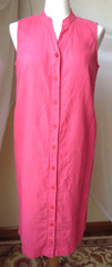 JM COLLECTION JENNIFER MOORE PETITE 100% LINEN DRESS SLVLESS BUTTON UP PINK 10P