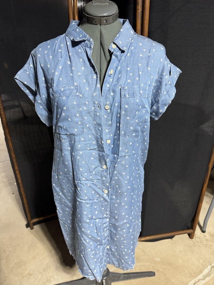 NWT Thread and Supply Blue Button Front Shirt Dress – Size Small – Casual