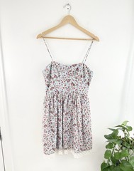 Vtg Y2K Deb Blue Pink Floral Strappy Sundress Juniors Size 13