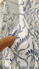 7 For All Mankind White/Blue Floral Sleeveless Midi Fit & Flare Pockets Sz 8